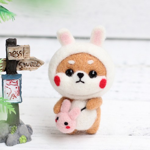 아트조이 DIY 양모펠트 키트, 1세트, 토끼 시바