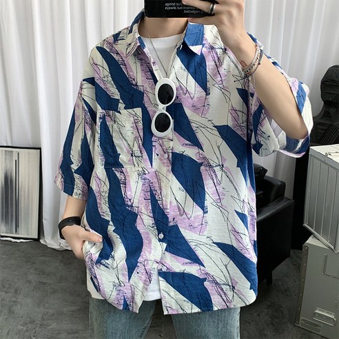 블랙101 남성용 컬러 다테 반팔 셔츠 B234MF00065