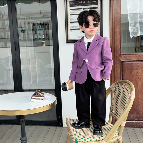 오렌지다몸 남아용 고리원 버튼자켓 팬츠 2종 세트