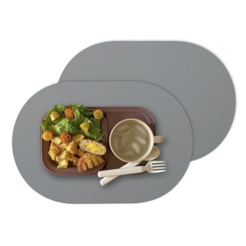 디아르 플래티넘 실리콘 방수 플레인 식탁매트, 그레이, 43 x 29.5 cm, 2개