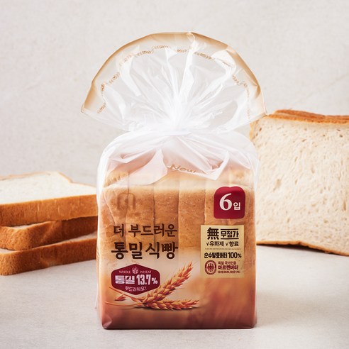 델리팜 더 부드러운 통밀식빵 6입, 380g, 1개