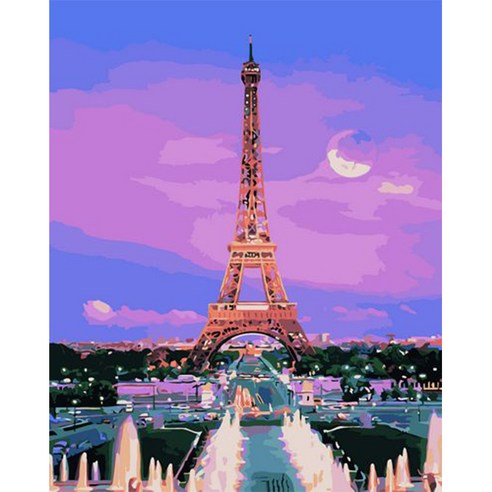 아이엠미니 DIY 별빛 명화그리기 + 광섬유 무드등 세트 40 x 50 cm, 핑크빛 에펠탑