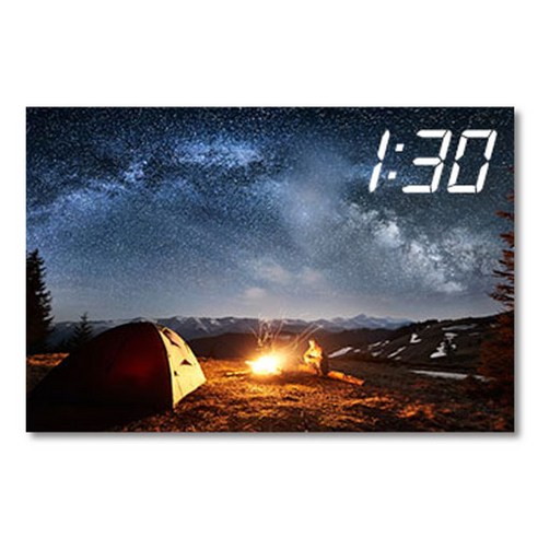 홈마인 LED 캔버스 프린팅 액자 시계 캠핑, 600-HM-CAMPING-04