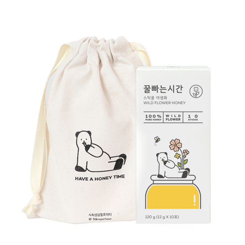 꿀빠는시간 스틱꿀 야생화 10p 120g + 면파우치, 1세트