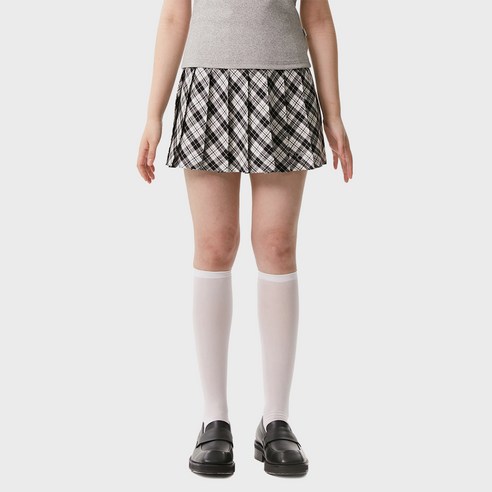 큐리티 C BASIC CHECKED PLEATS 미니스커트