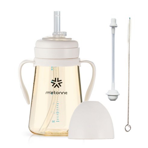 메똔느 PPSU NEW M3 추 빨대컵 300ml, 아이보리, 1개