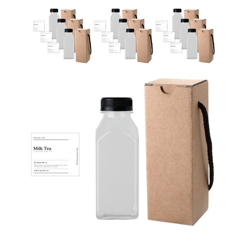 사각더치페트 300ml + 캡 검정 +병 스티커 N8 + 박스, 10세트