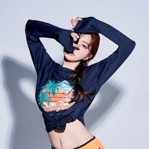 벤디스 여성용 썬셋오션 래쉬가드 상의 CT001, 블랙