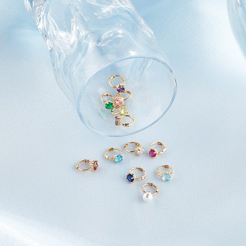 빛나는 순간을 간직하세요: 킨트주얼리 14K 데일리 탄생석 원터치 귀걸이