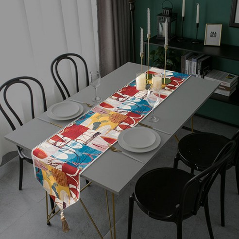 앤티스 그라피티 럭셔리 테이블 러너, 혼합색상, 35 x 180 cm