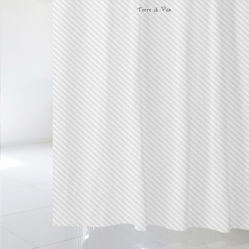 디자인수풀 북유럽 스타일 샤워 커튼 sc587 L 1800 x 1880 + 스테인리스 고리 12p + 화이트 커튼봉 풀세트, 1세트