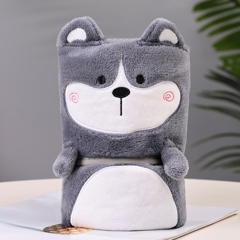 네이처타임즈 플란넬 캐릭터 무릎담요, 허스키