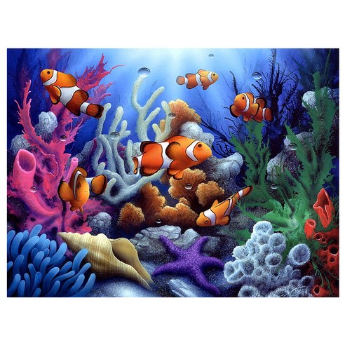 케이엠엘리 3D 사각 보석십자수 DIY 40 x 30 cm, 아름다운 바다, 1개
