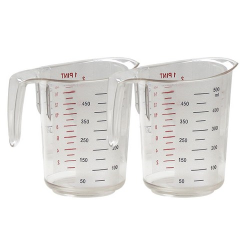 투명 계량컵 2p, 혼합색상, 500ml, 2개