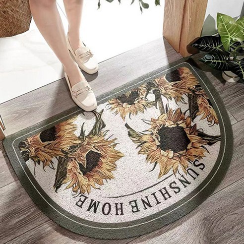 쿼르디 반원형 플라워 현관매트 100 x 120cm, 빅 썬플라워, 1개