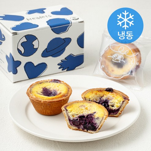 브레더스 블루베리크림치즈 달덩이 타르트 (냉동), 75g, 1개, 3개입