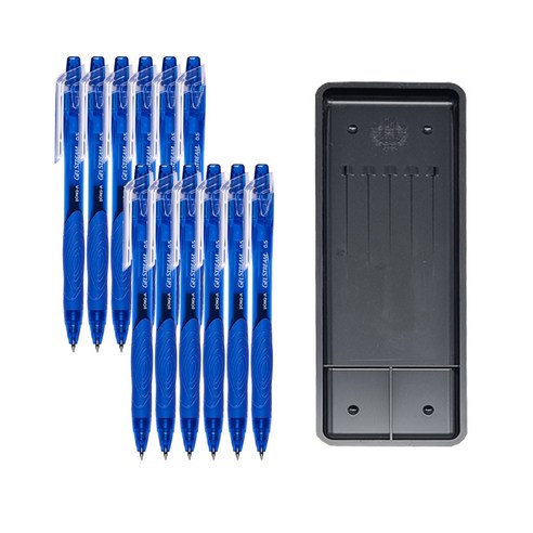 동아 겔스트림 볼펜 0.5mm 12p + 매표 펜접시 C형, 파랑, 1세트