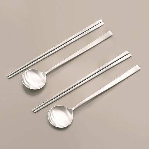 테이블아트 테드샤 수저 세트, 2세트, 숟가락 2개 + 젓가락 2개, 샤틴무광