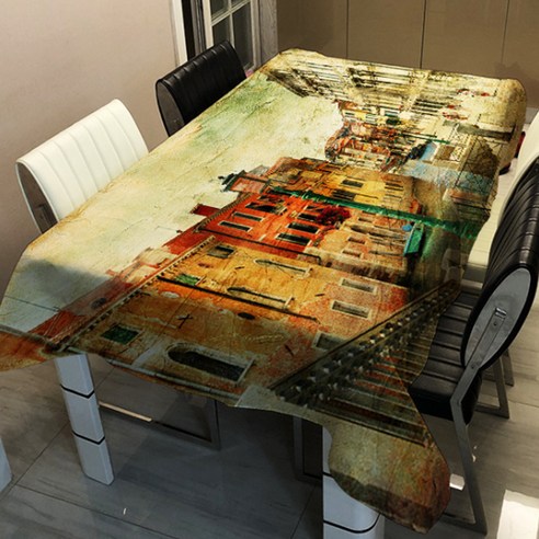 알럽홈 유럽 풍경 프린팅 스퀘어 홈 테이블 커버, TYPE7, 100 x 140 cm