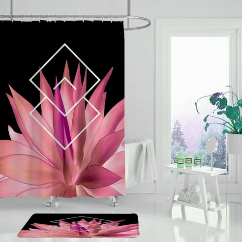 카리스 꽃 식물 방수 욕실 샤워 커튼 A03 180x200cm, 1개