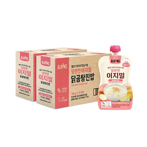 엘빈즈 이지밀 맘편한 파우치 이유식 10개월이상 닭곰탕진밥 10p, 2개, 닭곰탕맛