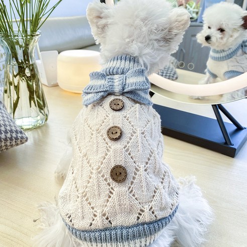 상상홈마트 강아지 가을 겨울 니트 따뜻한 스웨터, 02 블루