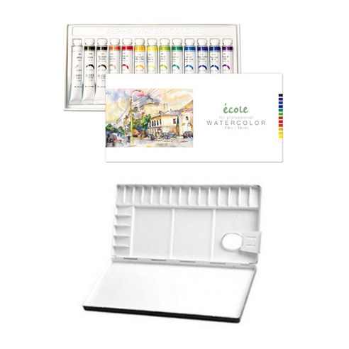 알파색채 수채화 물감 7.5ml 13색 + 민신 팔렛트 20칸 세트