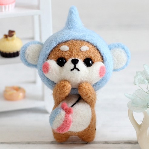 펫돌 양양이 양모니들펠트 인형 DIY 세트, 1세트, 코끼리시바