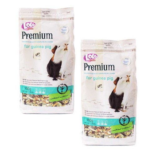 로로펫 프리미엄 기니피그 사료, 900g, 2개