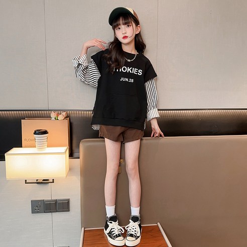 Junior 時尚 女孩 服裝 上衣 圓形 T卹 女孩 女孩 圓領