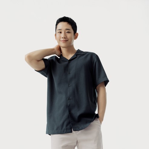 마인드브릿지 남성용 오픈 카라 세미 오버 반팔 셔츠 MVWS3110