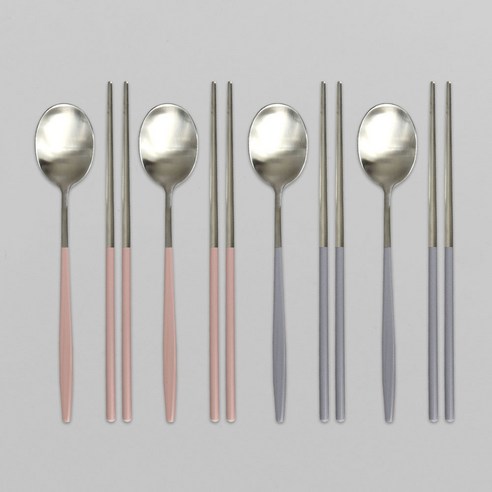 프렐류드 다비데 4인 수저 세트, 인디핑크, 블루그레이, 숟가락 2종 x 2p + 젓가락 2종 x 2쌍, 1세트