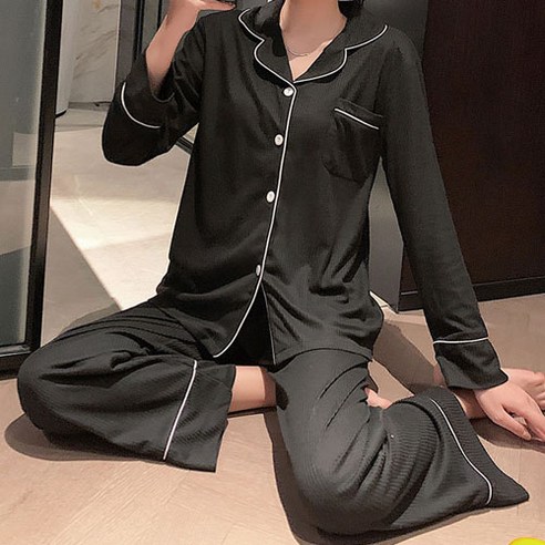 데이먼 임산부 카라넥 단추 잠옷 상하의 세트 enn403