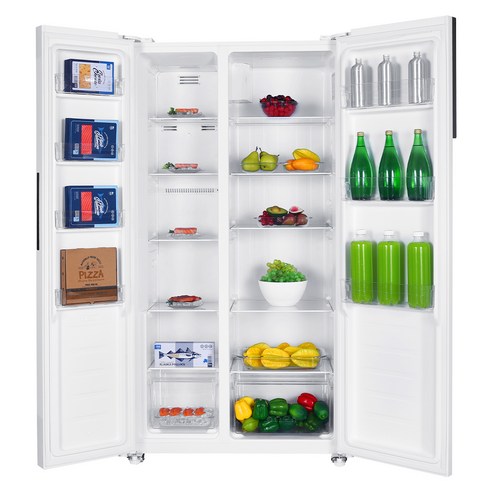 편리성과 스타일을 갖춘 쿠잉전자 저소음 프리스탠딩 2도어 양문형 냉장고