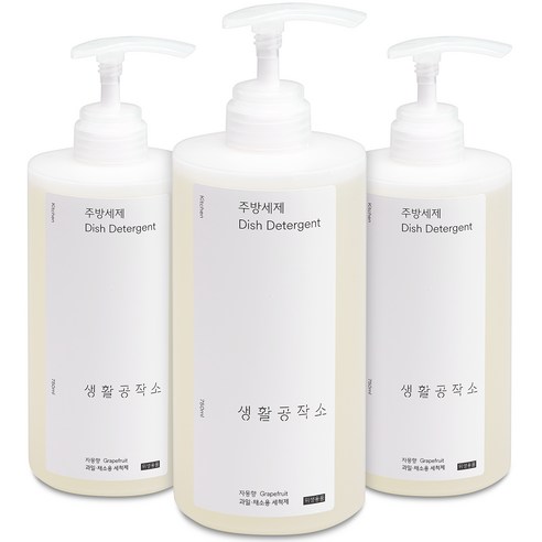 생활공작소 주방세제 자몽향, 750ml, 3개