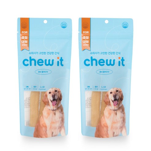 마이핏베개  핏펫 츄잇 중대형견용 오래먹는 강아지 간식 덴탈껌, 플레인, 2개