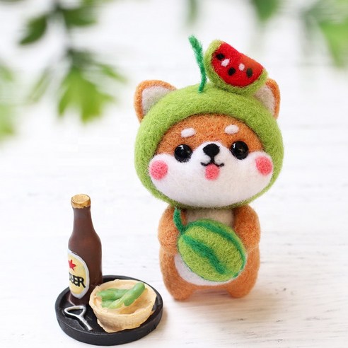 펫돌 양양이 니들펠트 인형 DIY 세트, 워터메론 시바, 1세트