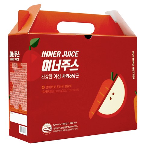 맛과 건강을 한 번에, 낫띵베럴 이너주스 유산균 사과당근 주스