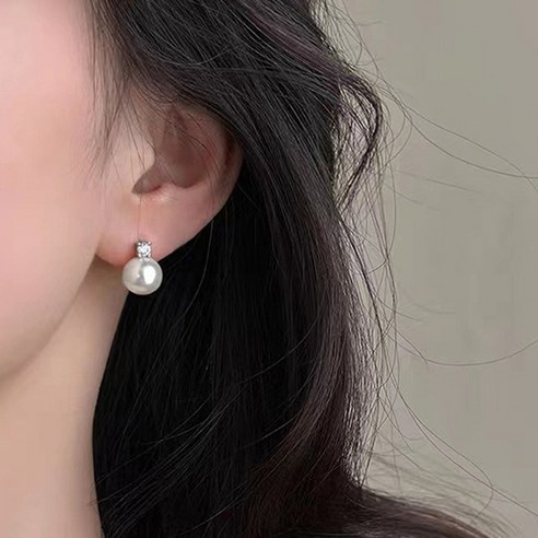 ANYOU 14k 진주귀걸이 큐빅 925은침 피어싱 XEHR221 15 젤루나 여성용 S925 우아한 큐빅 진주 귀걸이 10mm P-291 2p
