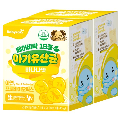 베이비락 유아용 19종 유산균 바나나맛 30p, 45g, 2개