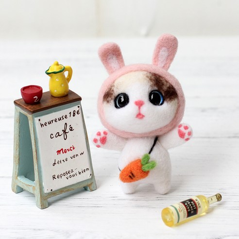 아트조이 DIY 양모펠트 키트, 1세트, 토끼고양이