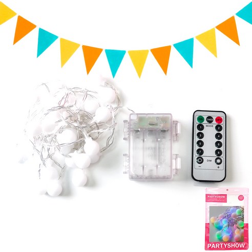 파티쇼 LED 앵두 전구 가랜드 마카롱 3m 30구 + 펠트 삼각 파티 가랜드 카니발 세트, 마카롱(전구 가랜드), 카니발(삼각 가랜드), 1세트