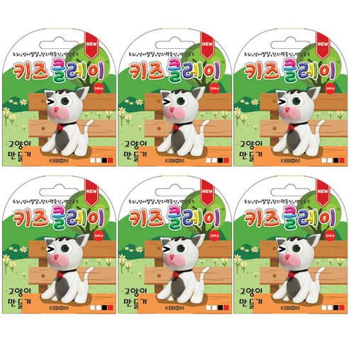 KIBBOOM 키즈클레이 미니, 고양이, 30g, 6개