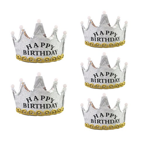 마켓감성 빛나는 왕관 생일 모자, 실버, 5개