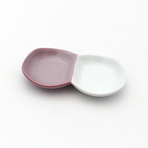 달소금 도자기 2칸 땅콩소스기 14 x 7 x 1.5 cm, 코랄핑크(유광), 1개
