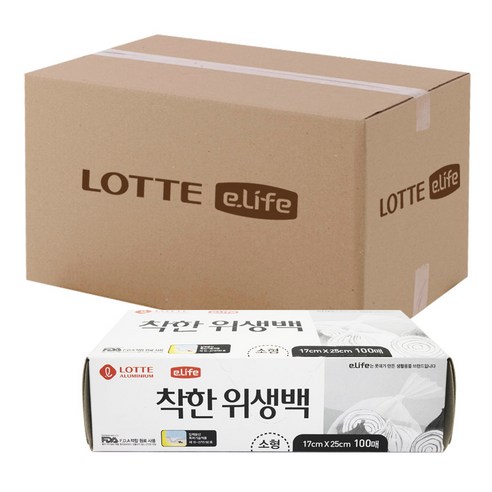 롯데이라이프 착한 위생백 소형 17 x 25 cm 100매, 소(S), 100개, 50개
