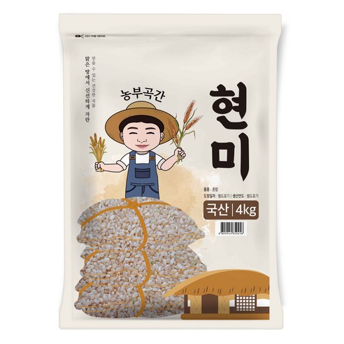 농부곡간 국산 현미, 4kg, 1개 찰보리쌀4kg