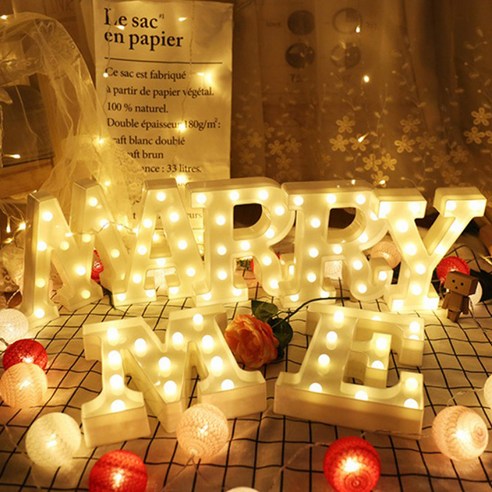 루비코코 알파벳 레터링 감성조명 네온사인, MARRY ME 조합(건전지 타입)