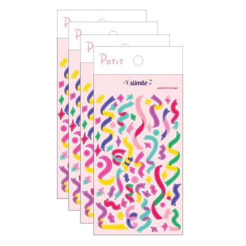쁘띠팬시 홀로그램 컨패티 핑크 디자인 스티커 PD826, 혼합색상, 4개