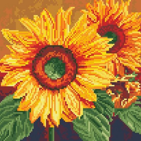 디클레어 액자 캔버스형 보석십자수 DIY 키트 30 x 30 cm, 1세트, 해바라기II